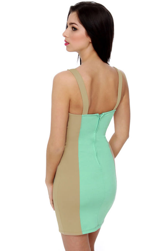 Pastel-lar Taupe and Mint Dress