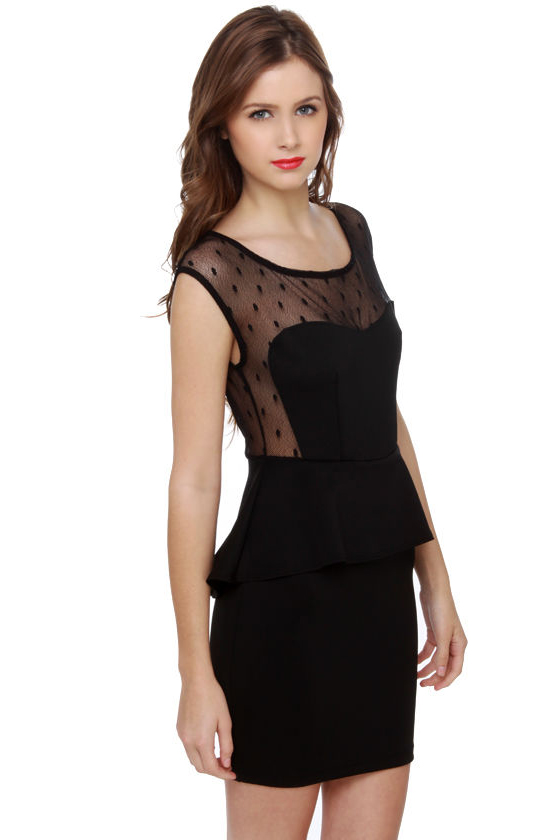 Flirt and Flutter Mesh Black Dress