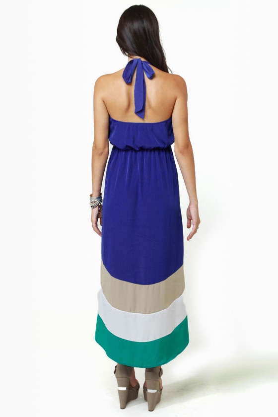 Lovely Blue Dress - High-Low Dress - Halter Dress - $51.00