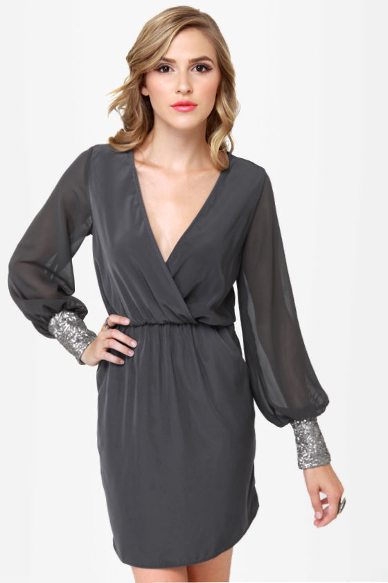 Cuff'n Up Grey Sequin Dress