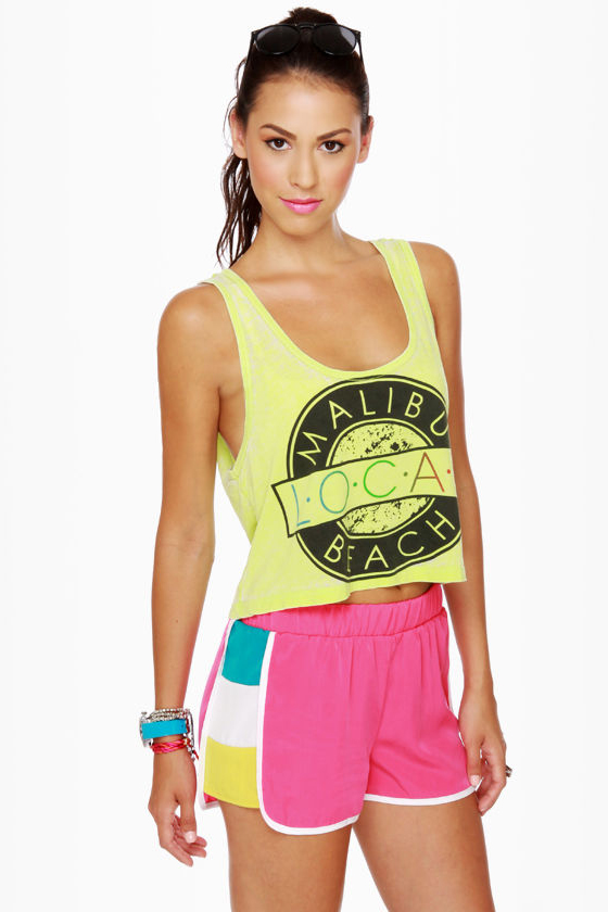 Windsurfer Girl Color Block Fuchsia Shorts