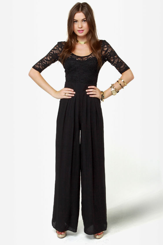 Jump Up Lace Black Jumpsuit
