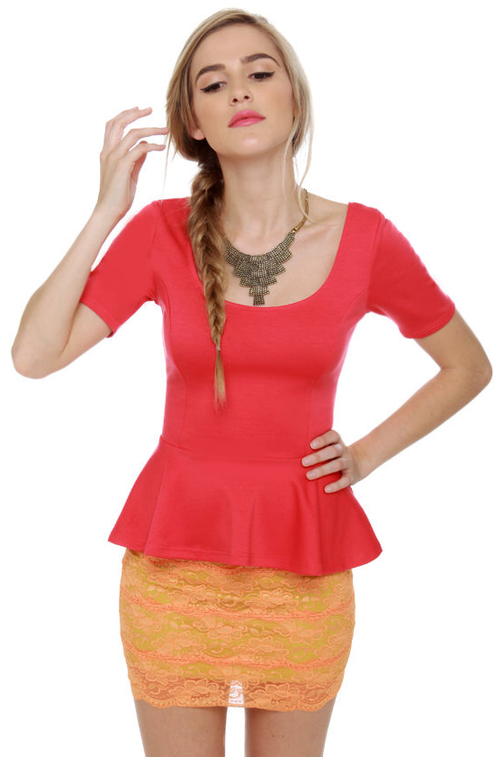 Aim to Please Short Sleeve Coral Top