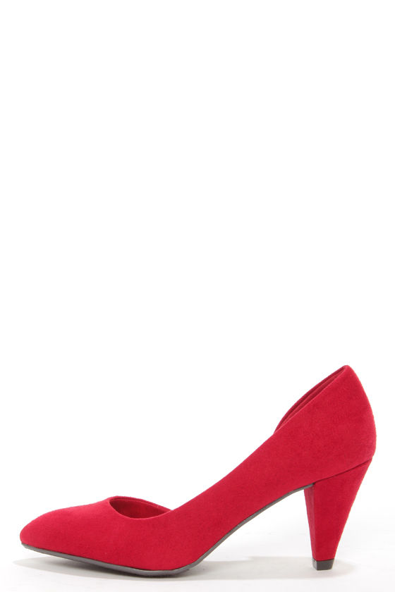 Red suede low heel shoes sale