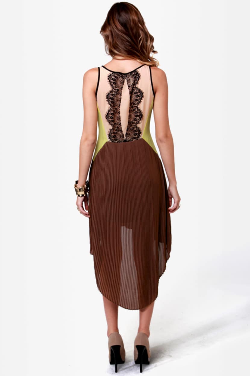 chinese dress ladies Side Lace Up Keyhole Color-Block Dress #ID69712 Burgundy / S main image 1