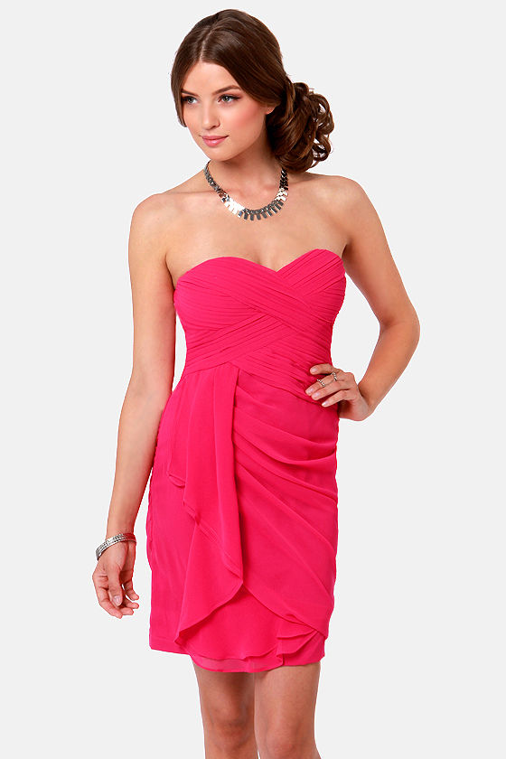 Sultry Fuchsia Pink Dress - Strapless Dress - $72.00 - Lulus