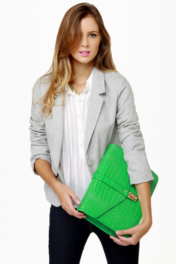 I\'m the New Intern Grey Tweed Blazer