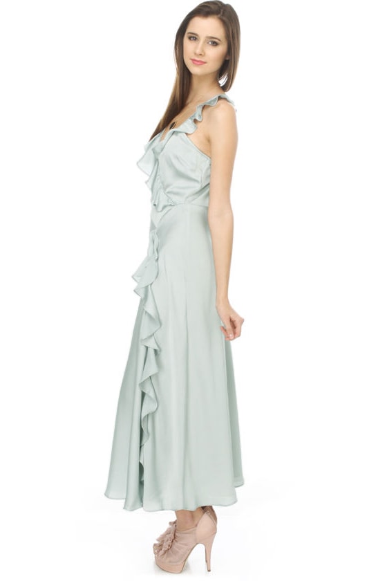 blue satin maxi