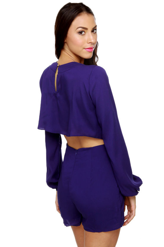 Have a Look-See Indigo Blue Romper
