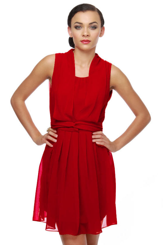 Savoy Ballroom Pleated Red Dress