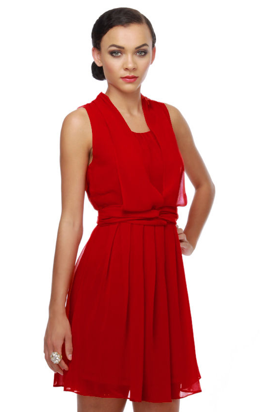 Savoy Ballroom Pleated Red Dress
