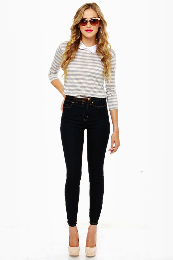 A Fine Line Grey Striped Top