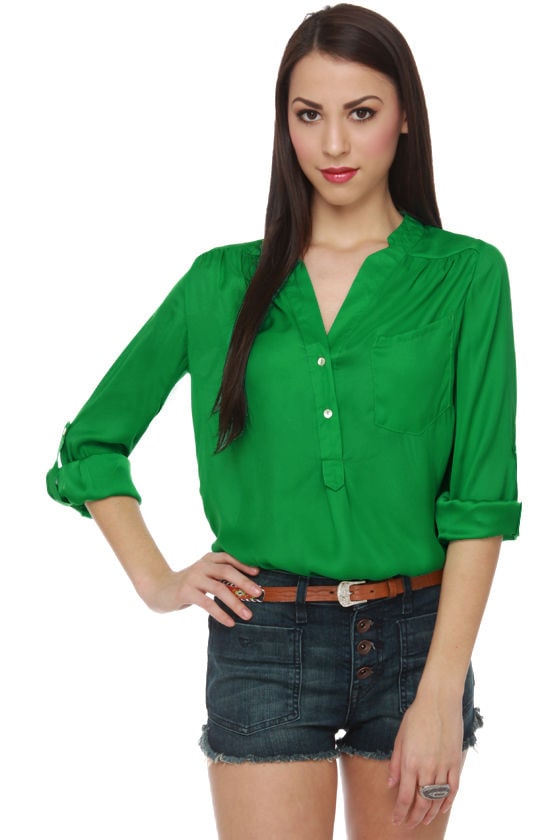 Cute Green Top - Three-Quarter Top - Ruched Top - $32.00 - Lulus