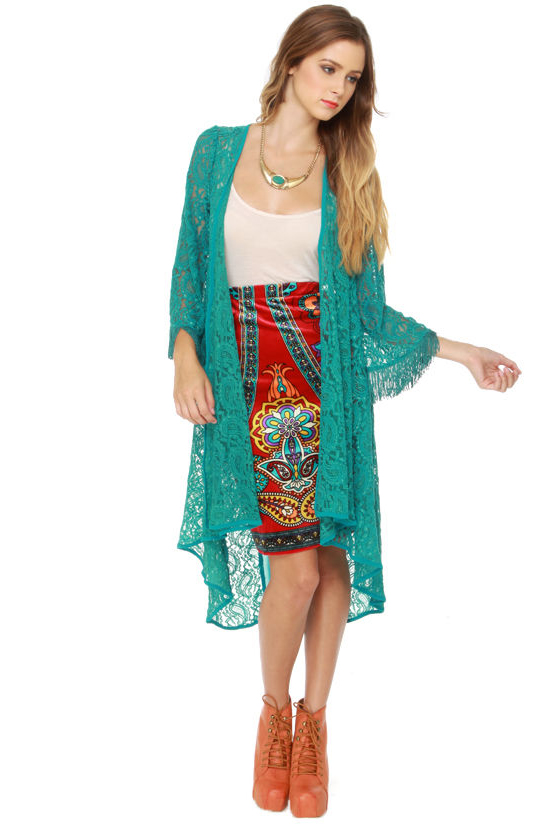 Bold as Love Teal Lace Jacket