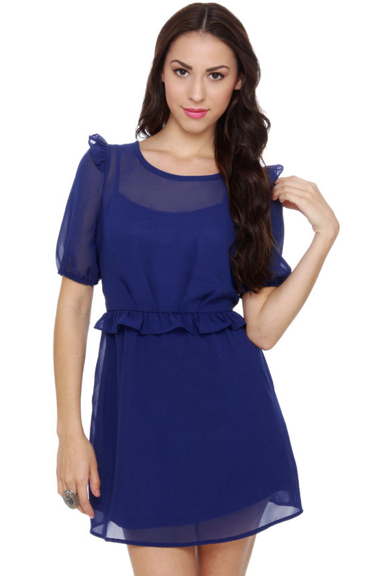 Cute Royal Blue Dress - Ruffle Dress - $41.00 - Lulus