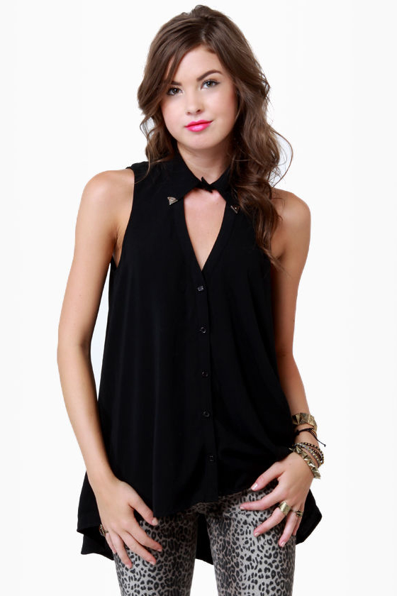 Tip-Top Sleeveless Black Top