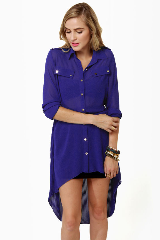 Double Date Sheer Blue Tunic Top