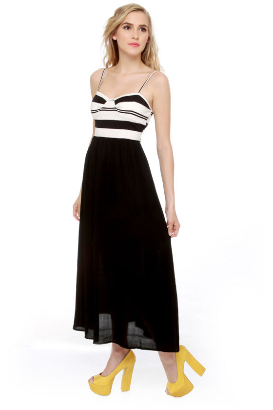 San Diego Striped Black Maxi Dress