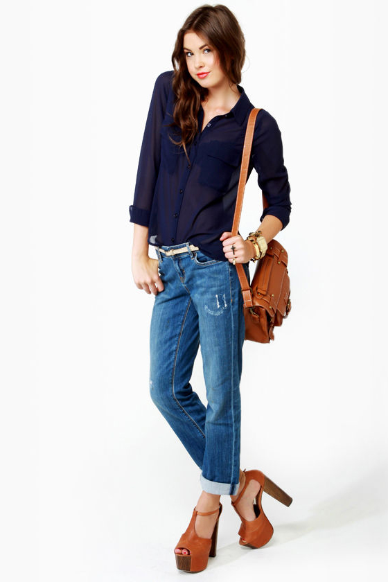 Olive & Oak Pop Princess Navy Blue Top
