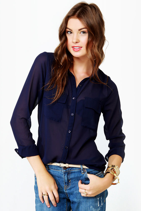 Olive & Oak Pop Princess Navy Blue Top