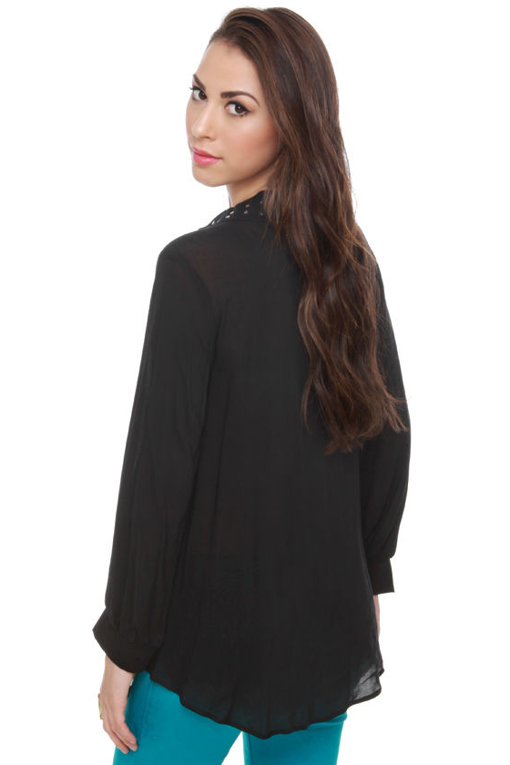 Stud-y Session Black Studded Collar Top