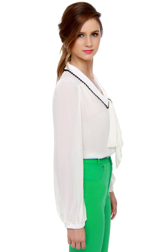 What a Doll Ivory Button-Up Top