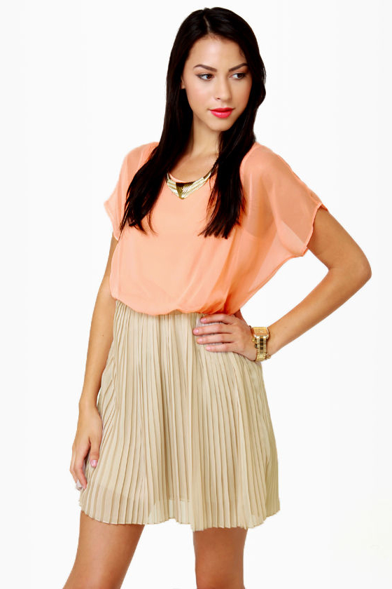 Cute Color Block Dress - Peach Dress - $43.00 - Lulus
