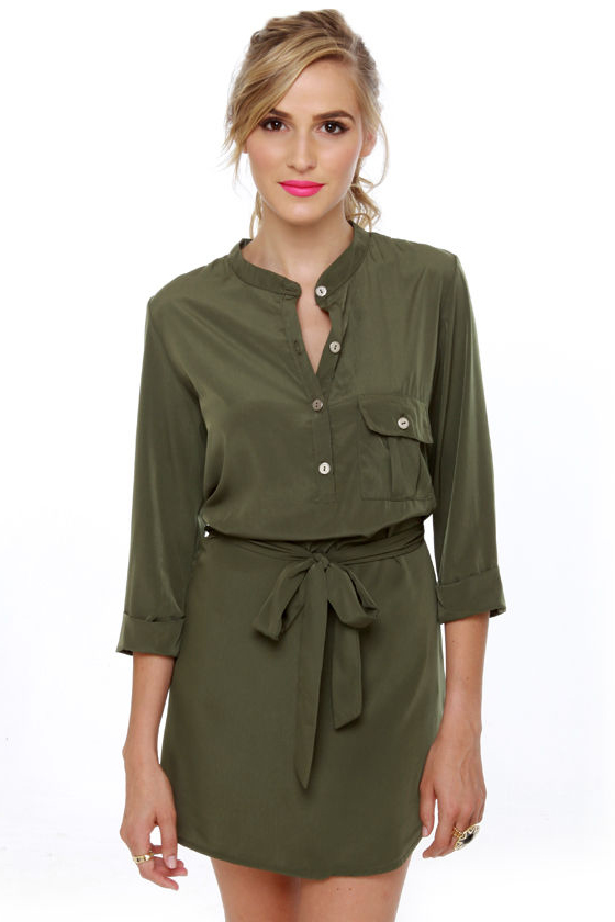 Break Room Beauty Olive Green Dress