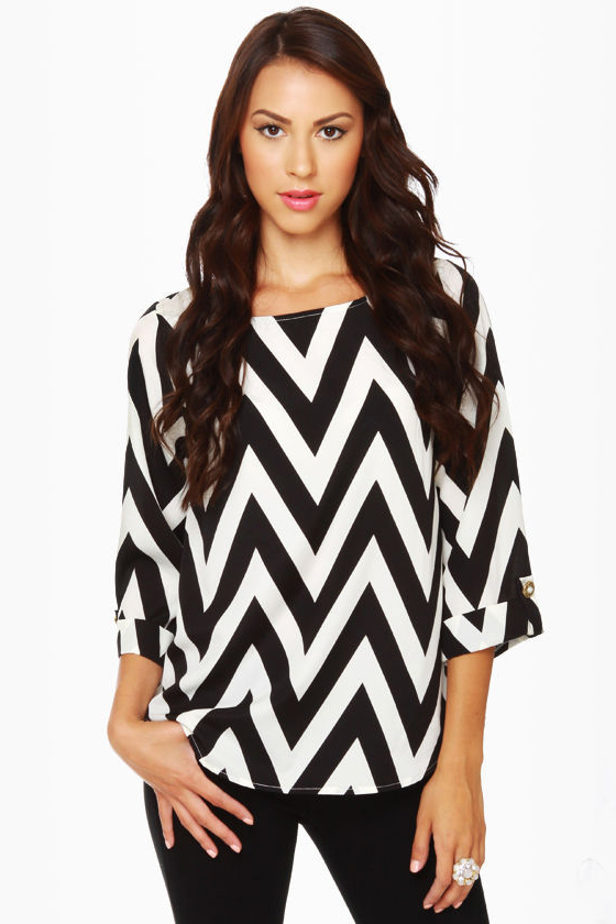 Zaggety Ann Black and Ivory Top