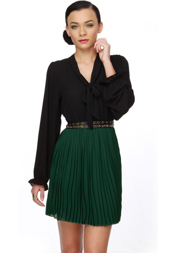 Conifer Connie Black and Green Dress