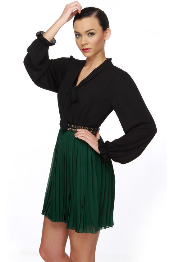 Conifer Connie Black and Green Dress