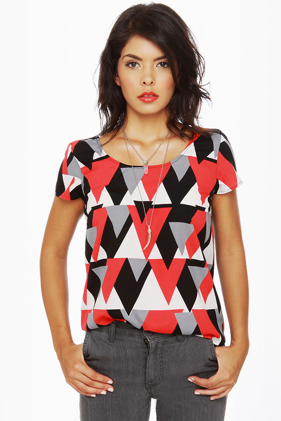 Pointer Sister Short Sleeve Print Top