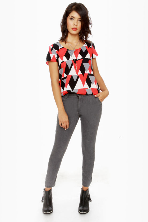 Pointer Sister Short Sleeve Print Top