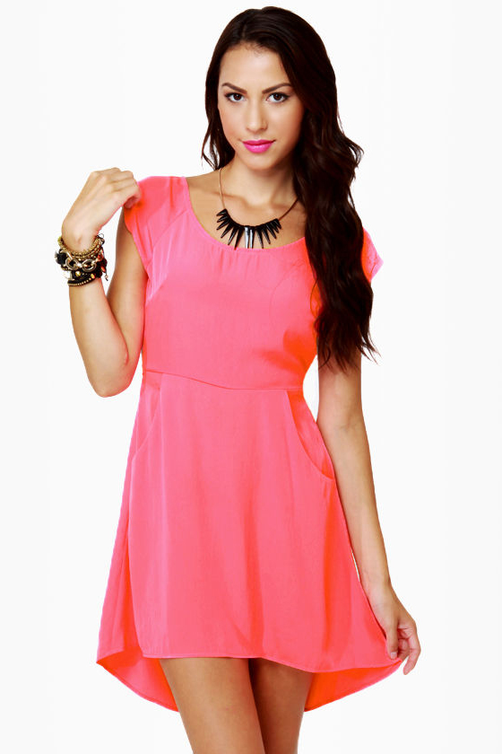 Burning Love High-Low Neon Pink Dress
