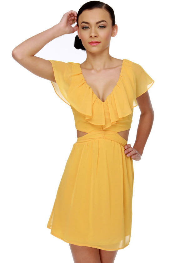 Ruffle, Shuffle, and Roll Yellow Dress