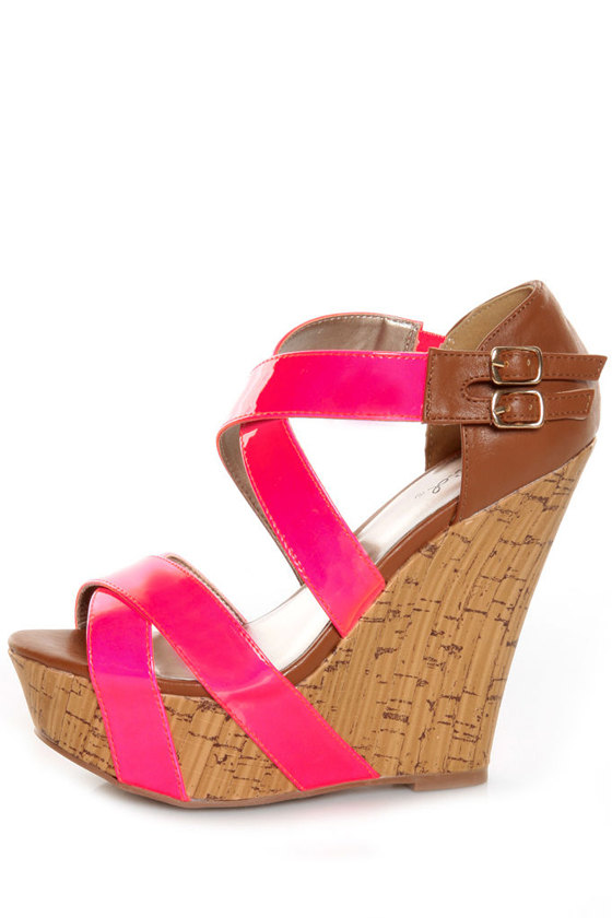 hot pink wedges