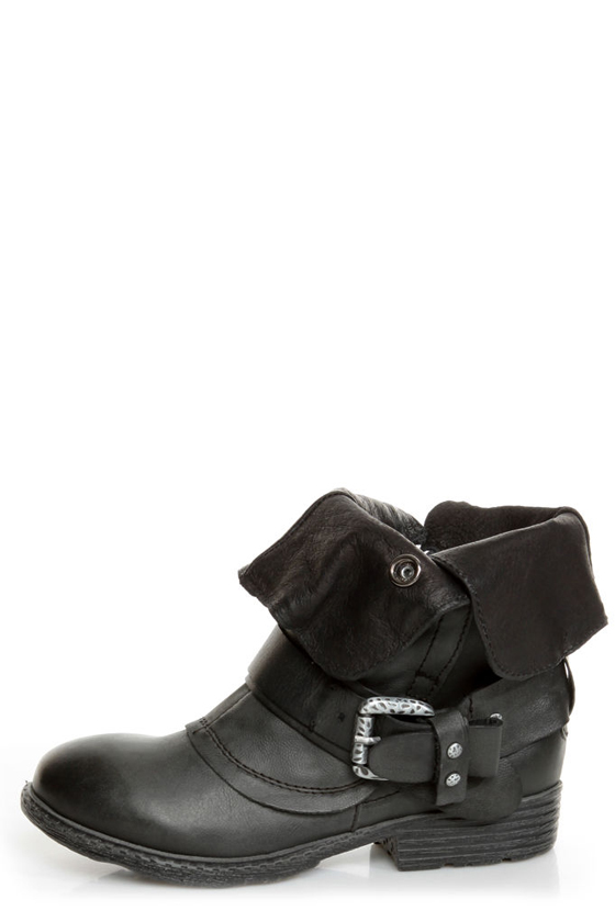 Report Woods Black Belted Convertible Motorcycle Boots
