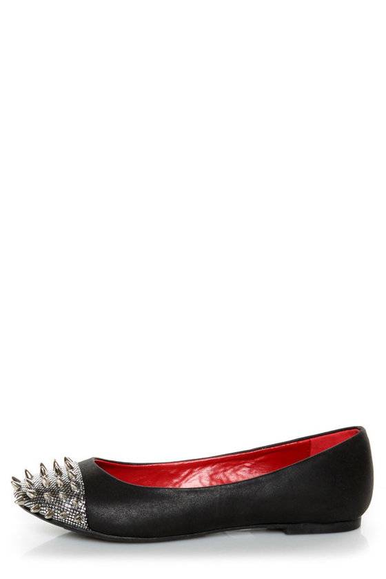 Shoe Republic LA Scion Black Spiked Cap-Toe Flats