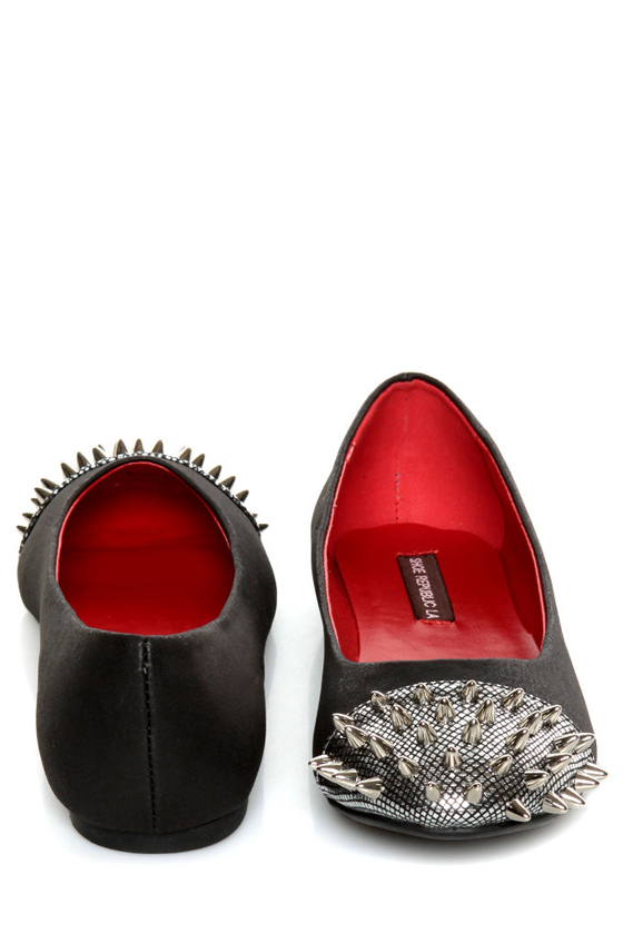 Shoe Republic LA Scion Black Spiked Cap-Toe Flats