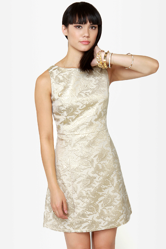 Ruling Dynasty Gold Brocade Dress
