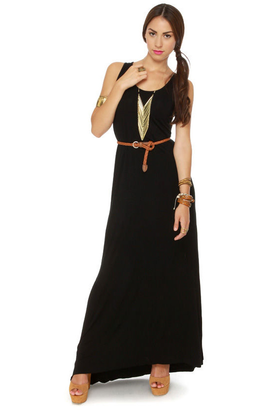Gypsy Junkies Axel Slashed Black Maxi Dress