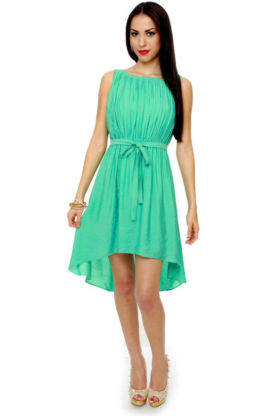 lulus mint green dress Cute - Mint Dress - Pleated Dress - High Low Hem Dress - $44.00 size-28w