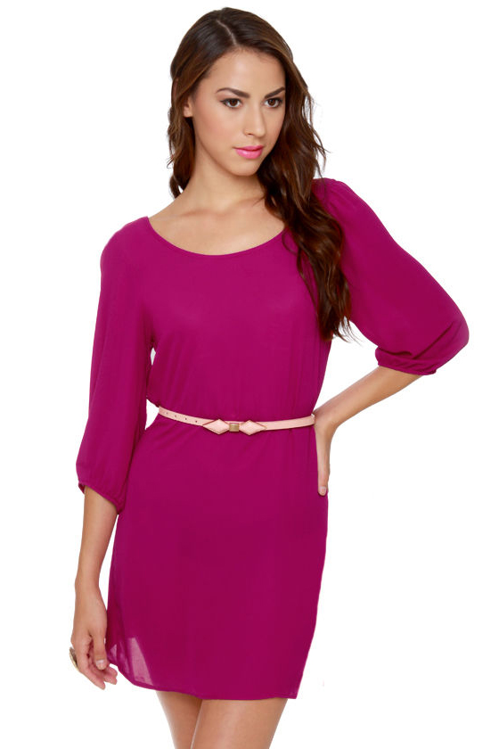 Gem of the Woods Belted Magenta Dress
