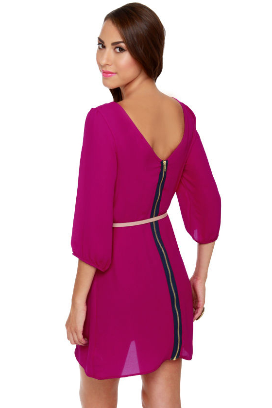 Gem of the Woods Belted Magenta Dress