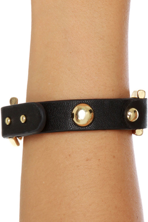 Shira Melody Alexandra Black Leather Bracelet