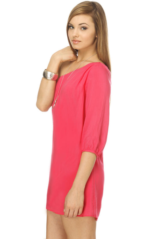 La La Love One Shoulder Pink Dress