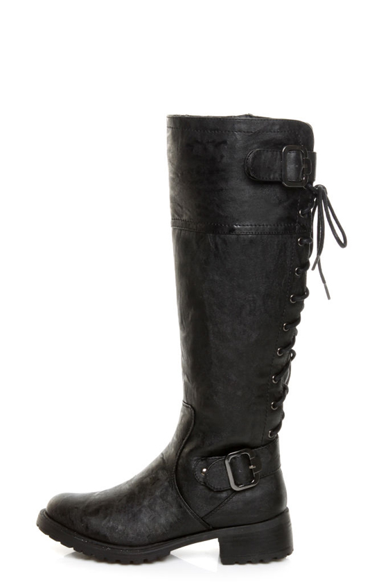 Wanted Ballard Black Laced Up and Buckled Boot