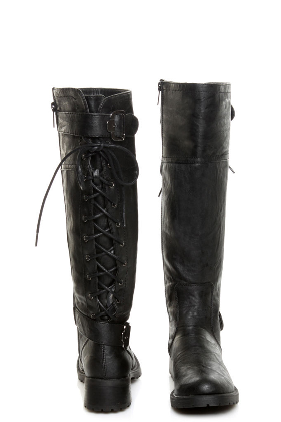 Wanted Ballard Black Laced Up and Buckled Boot