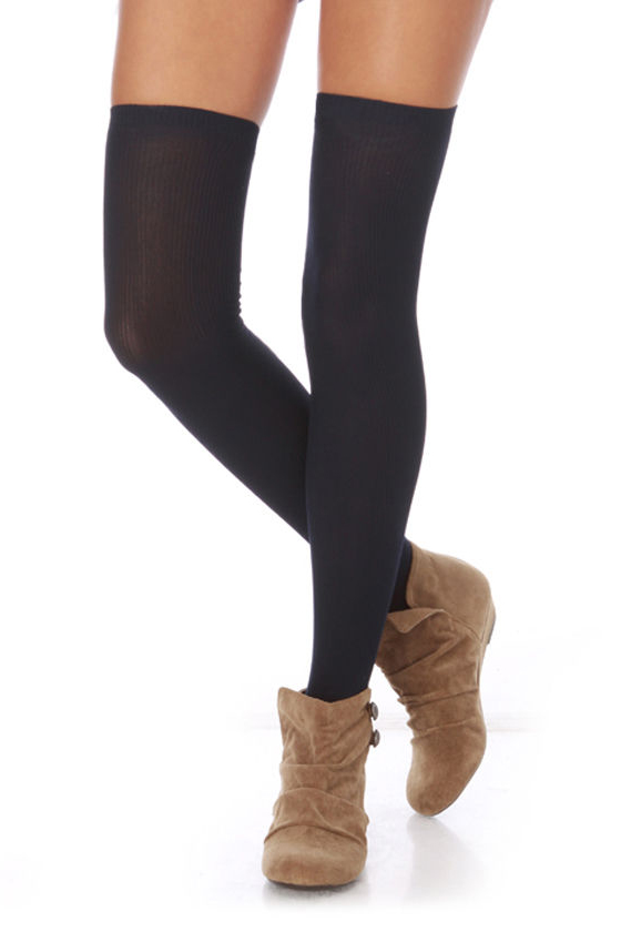 Dana Navy Blue Over the Knee Socks