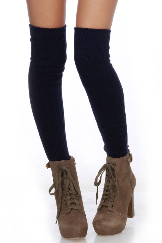 Tabbisocks Funky Chunky Navy Blue Knee Socks